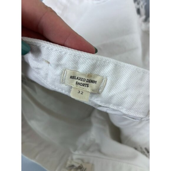 Madewell women's 32 white relaxed denim cutoff high waisted shorts 3" inseam - Picture 4 of 9